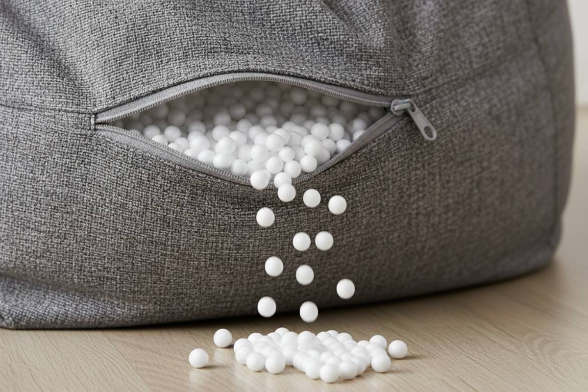 Mit Styroporkugeln gefüllter Sitzsack